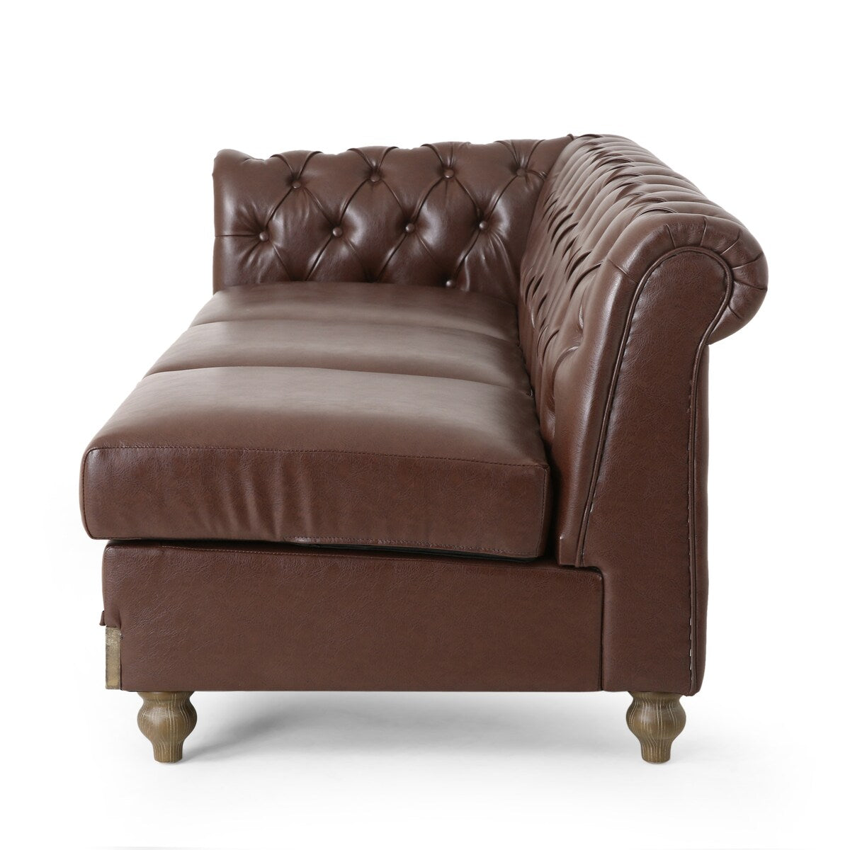 Comfy Large Sectional Sofa with Wooden Legs, Retro Style for Living Room