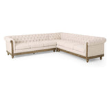 Comfy Large Sectional Sofa with Wooden Legs, Retro Style for Living Room