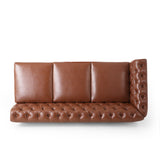 Comfy Large Sectional Sofa with Wooden Legs, Retro Style for Living Room