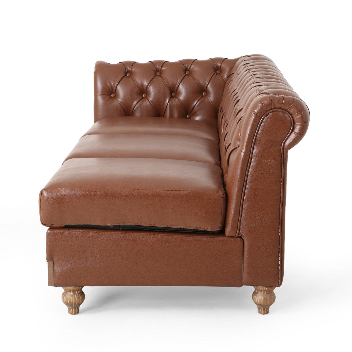 Comfy Large Sectional Sofa with Wooden Legs, Retro Style for Living Room