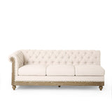 Comfy Large Sectional Sofa with Wooden Legs, Retro Style for Living Room