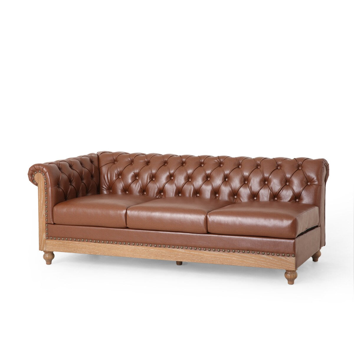 Comfy Large Sectional Sofa with Wooden Legs, Retro Style for Living Room
