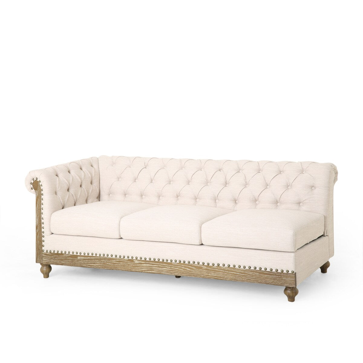 Comfy Large Sectional Sofa with Wooden Legs, Retro Style for Living Room