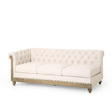 Comfy Large Sectional Sofa with Wooden Legs, Retro Style for Living Room