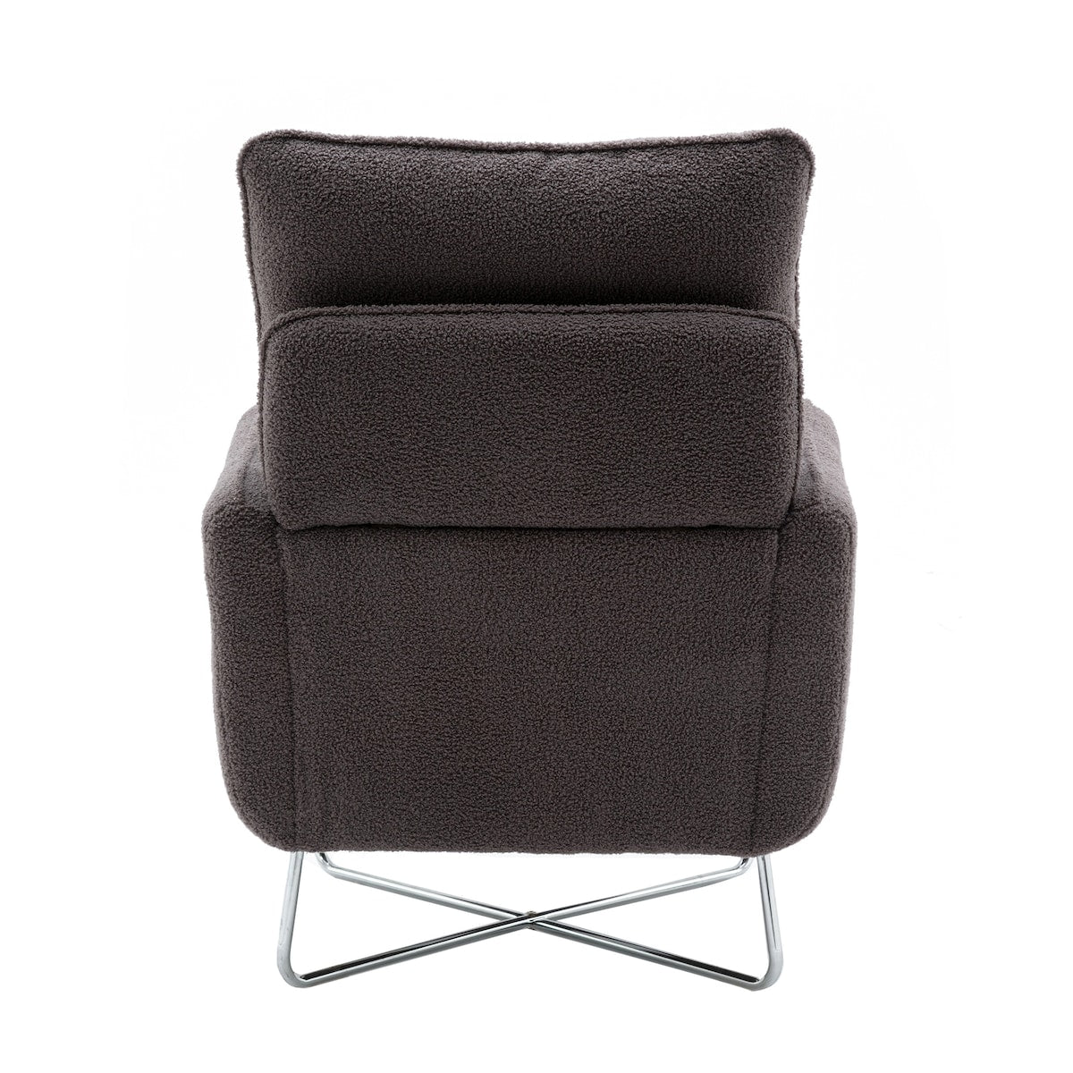 Comfy Leisure Accent Chair, Teddy Short Plush Particle Velvet Armchair with Lumbar Pillow and Metal Base for Living Room
