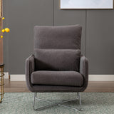 Comfy Leisure Accent Chair, Teddy Short Plush Particle Velvet Armchair with Lumbar Pillow and Metal Base for Living Room