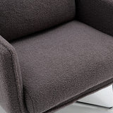 Comfy Leisure Accent Chair, Teddy Short Plush Particle Velvet Armchair with Lumbar Pillow and Metal Base for Living Room