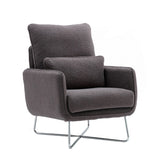 Comfy Leisure Accent Chair, Teddy Short Plush Particle Velvet Armchair with Lumbar Pillow and Metal Base for Living Room