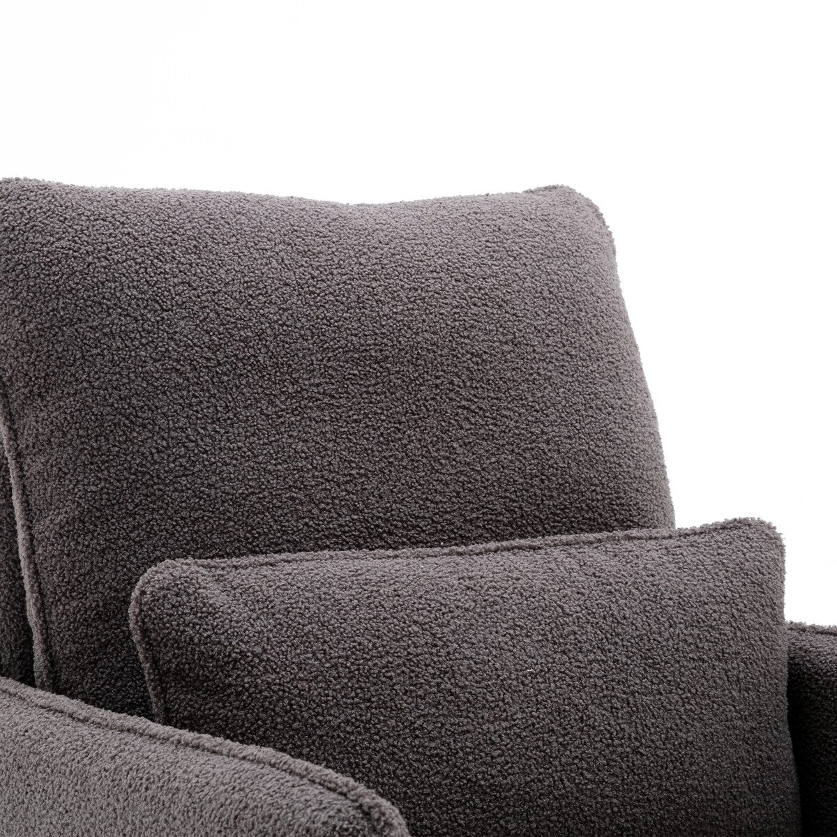 Comfy Leisure Accent Chair, Teddy Short Plush Particle Velvet Armchair with Lumbar Pillow and Metal Base for Living Room