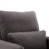 Comfy Leisure Accent Chair, Teddy Short Plush Particle Velvet Armchair with Lumbar Pillow and Metal Base for Living Room
