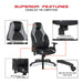 Commander Gaming Chair in Black Faux Leather and Grey Accents