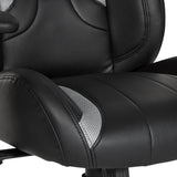 Commander Gaming Chair in Black Faux Leather and Grey Accents