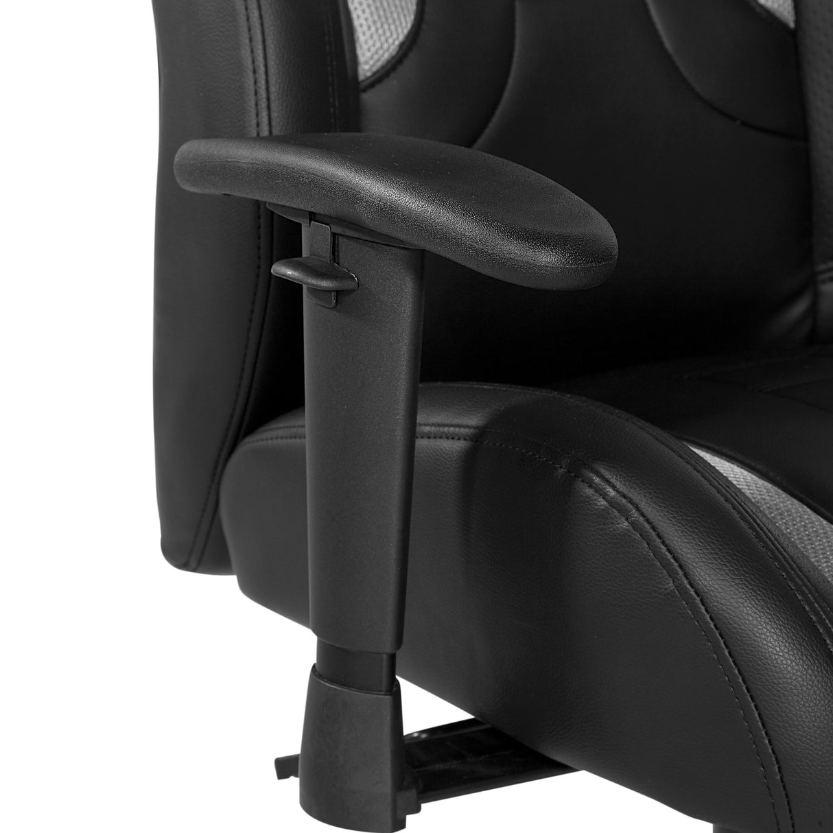 Commander Gaming Chair in Black Faux Leather and Grey Accents