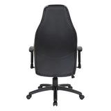 Commander Gaming Chair in Black Faux Leather and Grey Accents