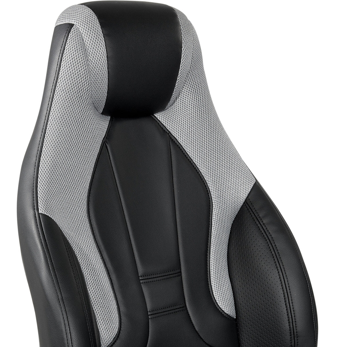 Commander Gaming Chair in Black Faux Leather and Grey Accents