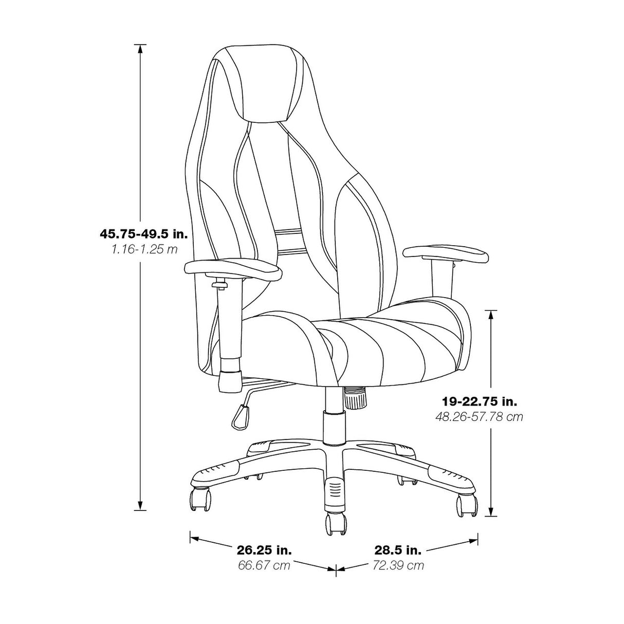 Commander Gaming Chair in Black Faux Leather and Grey Accents