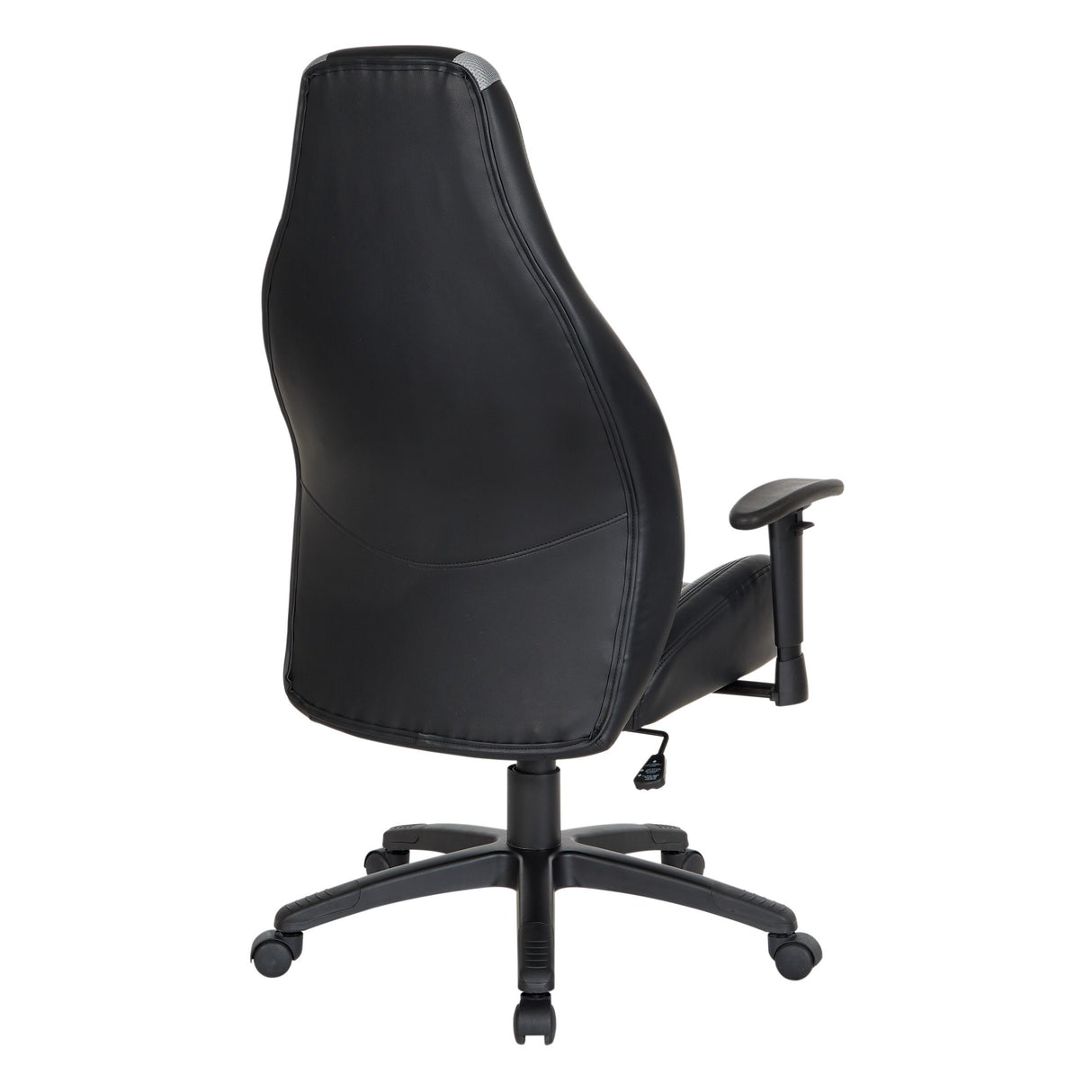 Commander Gaming Chair in Black Faux Leather and Grey Accents