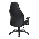 Commander Gaming Chair in Black Faux Leather and Grey Accents