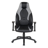 Commander Gaming Chair in Black Faux Leather and Grey Accents