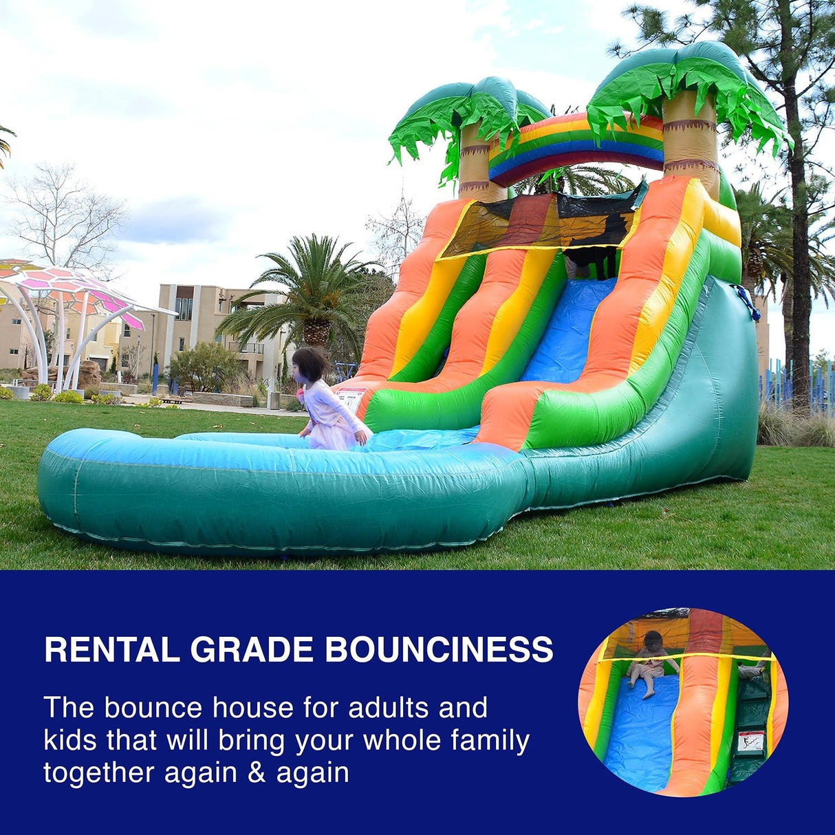 HeroKiddo Summer Breeze Commercial Grade Inflatable Water Slide with Splash Pool & Air Blower, Lightweight, Kids Outdoor Fun