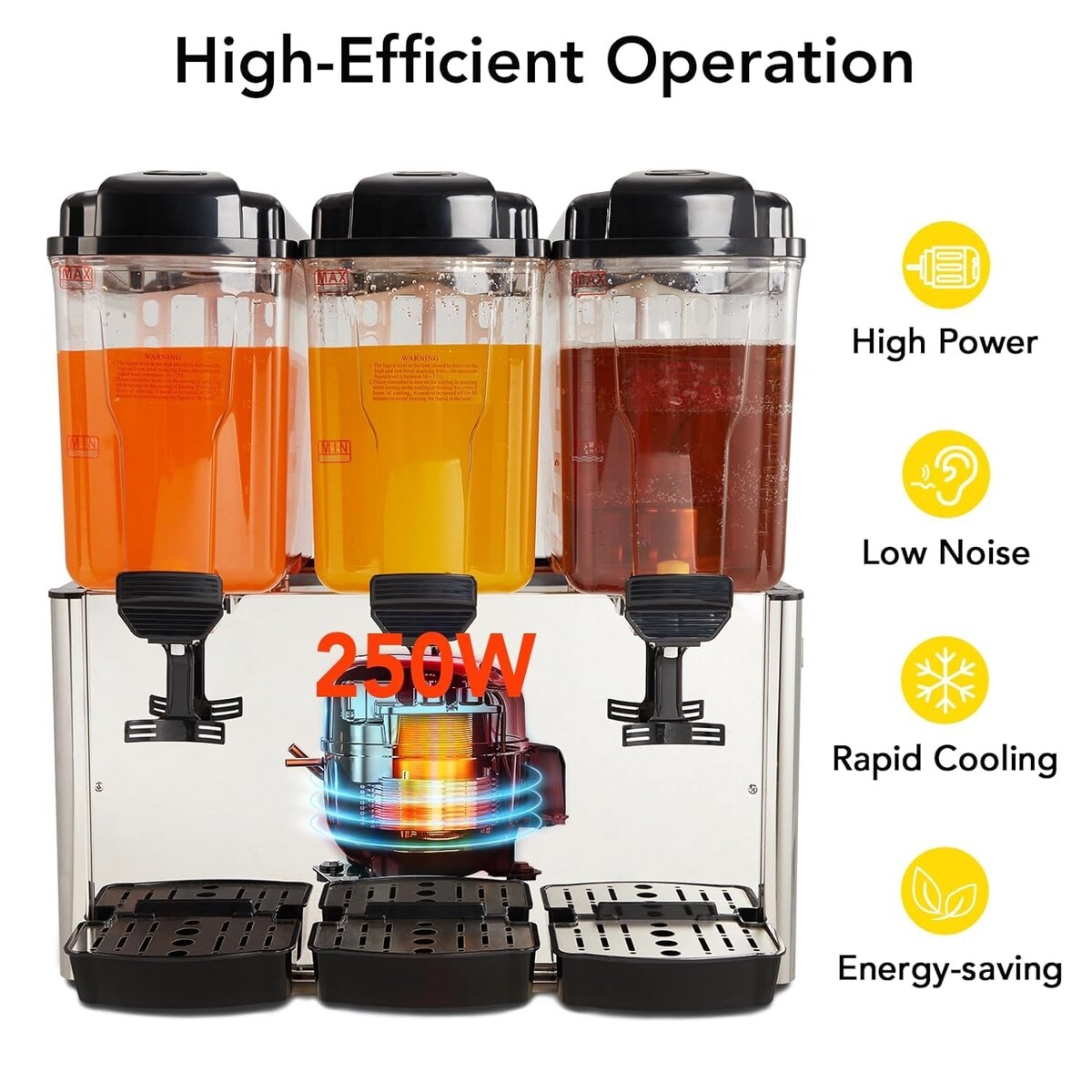 Commercial Beverage Dispenser, 3/2/1 Cans of 14.4 Gal Commercial Juice Dispenser