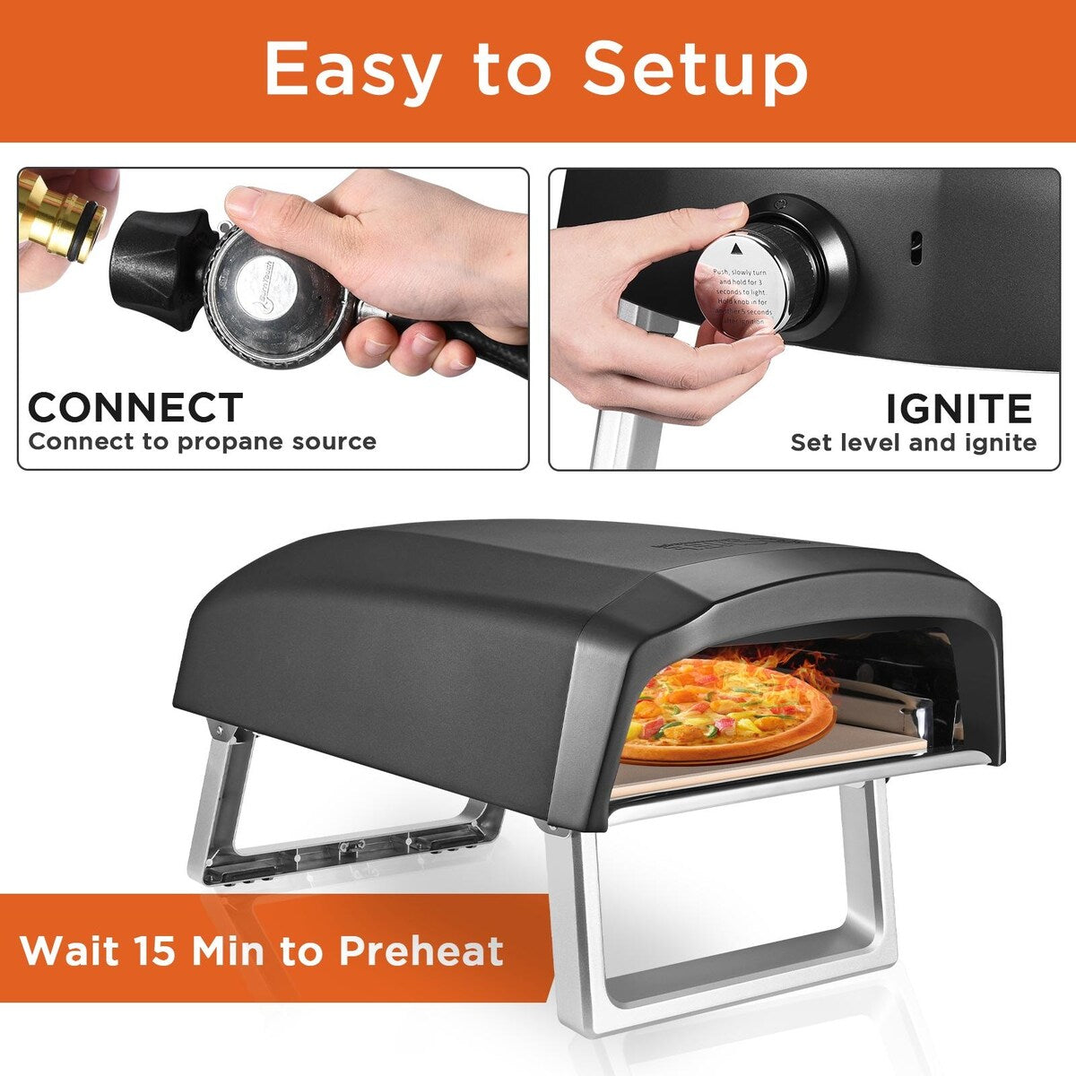 Commercial Chef Pizza Oven Outdoor - Propane Gas Pizza Oven Portable for Outside - N/A