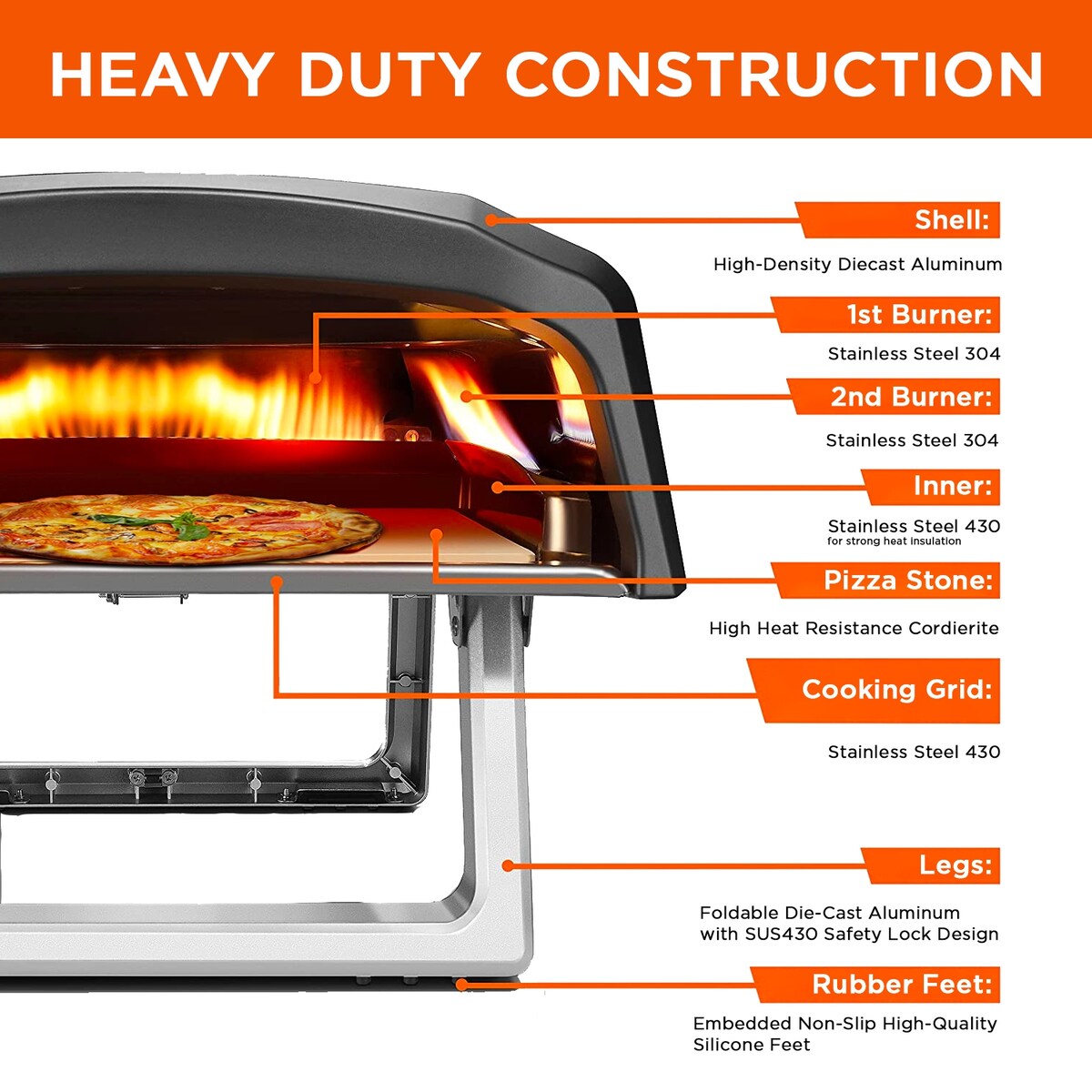 Commercial Chef Pizza Oven Outdoor - Propane Gas Pizza Oven Portable for Outside - N/A