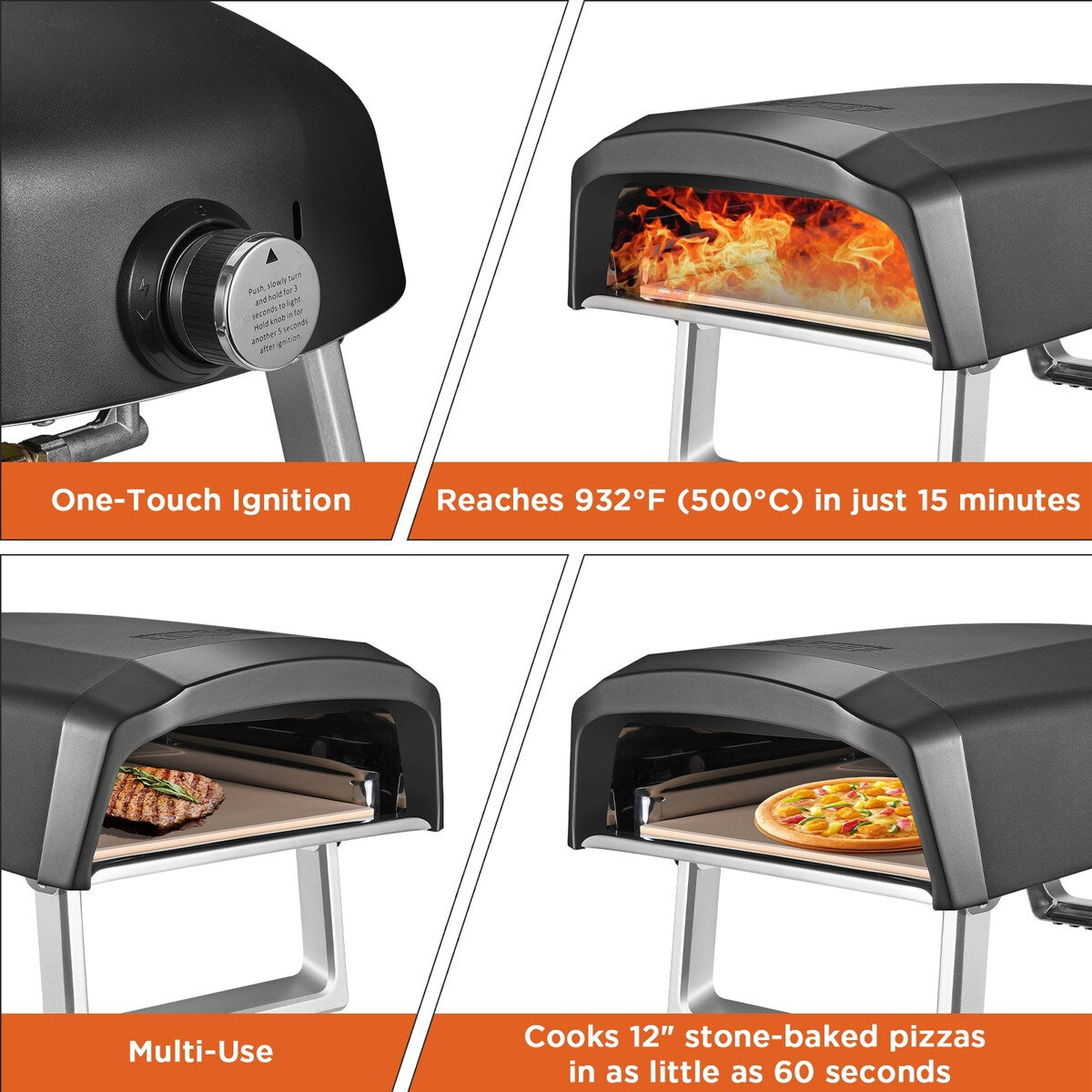 Commercial Chef Pizza Oven Outdoor - Propane Gas Pizza Oven Portable for Outside - N/A