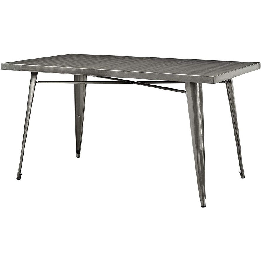 Commercial Grade Indoor-Outdoor Industrial Rectangular Metallic Metal Dining Restaurant Kitchen table, Antique