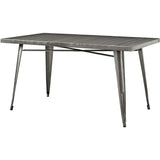 Commercial Grade Indoor-Outdoor Industrial Rectangular Metallic Metal Dining Restaurant Kitchen table, Antique