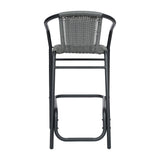Commercial Indoor-Outdoor Rattan Restaurant Barstool with Aluminum Frame-Set of 2