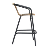 Commercial Indoor-Outdoor Rattan Restaurant Barstool with Aluminum Frame-Set of 2