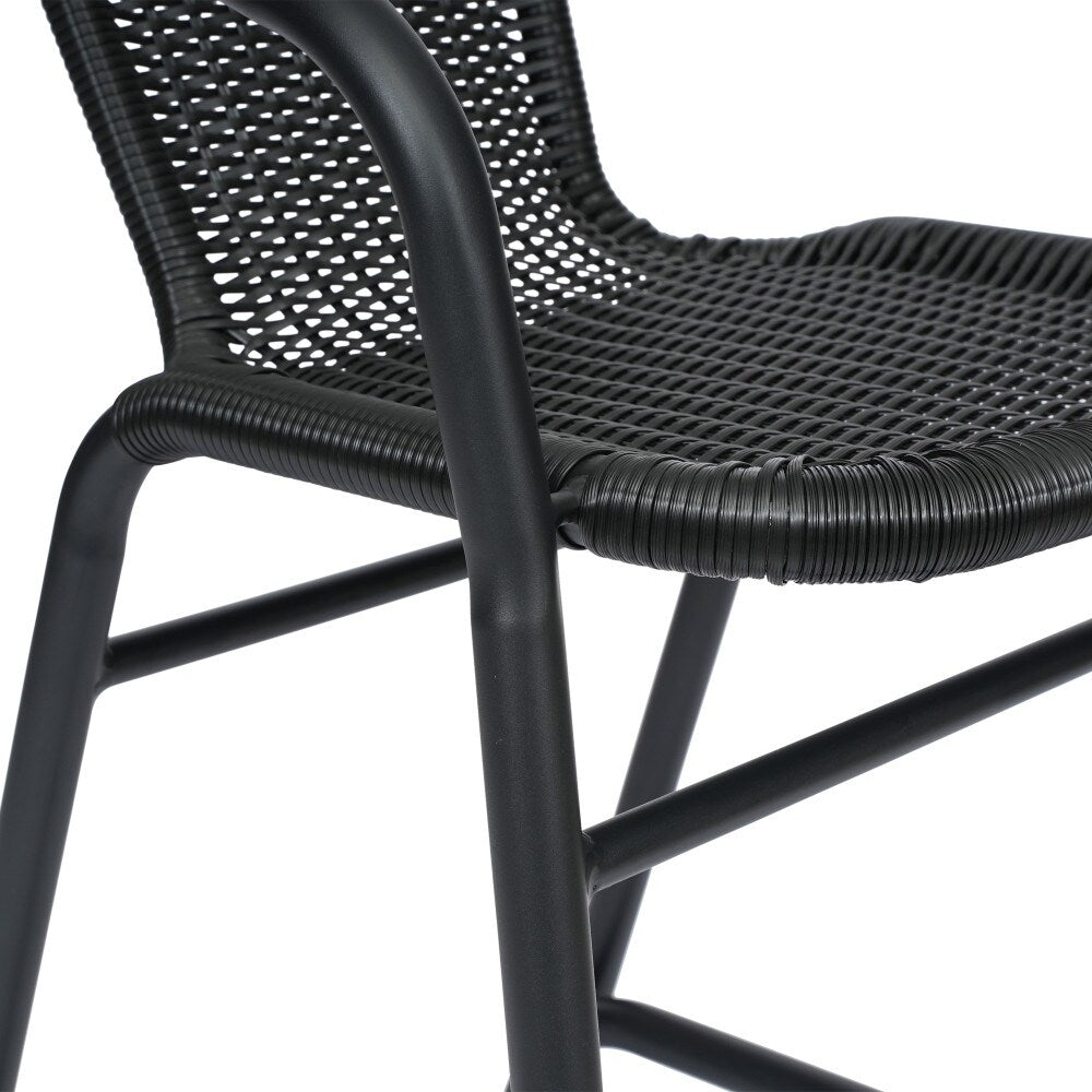 Commercial Indoor-Outdoor Rattan Restaurant Barstool with Aluminum Frame-Set of 2