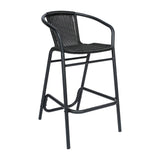 Commercial Indoor-Outdoor Rattan Restaurant Barstool with Aluminum Frame-Set of 2