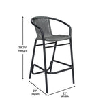 Commercial Indoor-Outdoor Rattan Restaurant Barstool with Aluminum Frame-Set of 2
