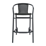 Commercial Indoor-Outdoor Rattan Restaurant Barstool with Aluminum Frame-Set of 2