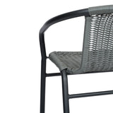 Commercial Indoor-Outdoor Rattan Restaurant Barstool with Aluminum Frame-Set of 2