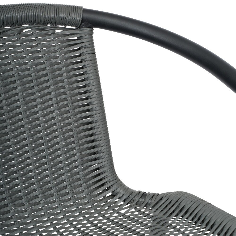 Commercial Indoor-Outdoor Rattan Restaurant Barstool with Aluminum Frame-Set of 2