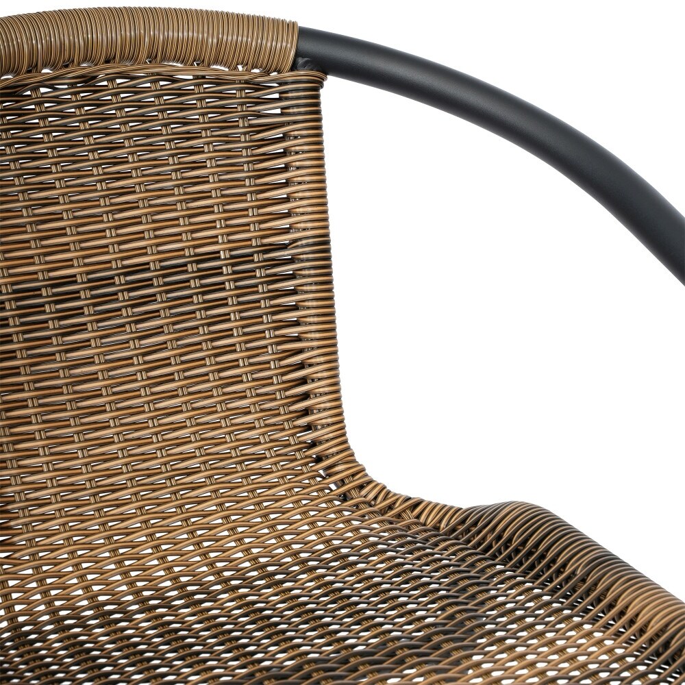 Commercial Indoor-Outdoor Rattan Restaurant Barstool with Aluminum Frame-Set of 2