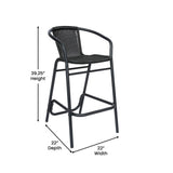 Commercial Indoor-Outdoor Rattan Restaurant Barstool with Aluminum Frame-Set of 2
