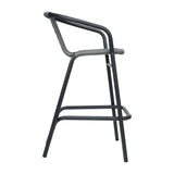 Commercial Indoor-Outdoor Rattan Restaurant Barstool with Aluminum Frame-Set of 2