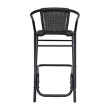 Commercial Indoor-Outdoor Rattan Restaurant Barstool with Aluminum Frame-Set of 2