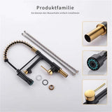 Commercial Kitchen Faucet With Pull Down Sprayer And Pot Filler Single Hole Kitchen Sink Faucet Matte Black 2 Handle Basin Taps