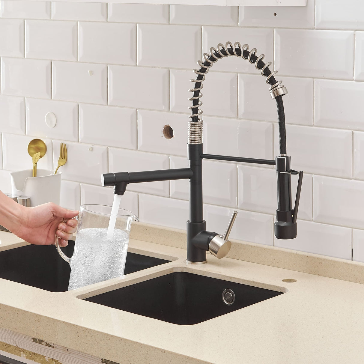 Commercial Kitchen Sink Faucet With Pull Down Sprayer Single Handle Matte Black Kitchen Faucet Single Hole Vanity Basin Taps