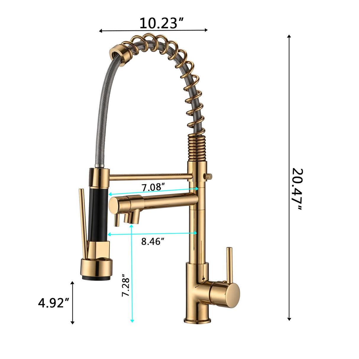 Commercial Pull Down Kitchen Sink Faucet Polished Gold Single Handle Kitchen Faucets With Sprayer Stainless Steel Laundry Taps
