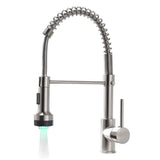 Brushed Nickel Pull Down Sprayer Single Handle Kitchen Faucet with LED - 1.8-in W x 16.3-in H