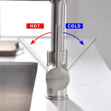 Brushed Nickel Pull Down Sprayer Single Handle Kitchen Faucet with LED - 1.8-in W x 16.3-in H
