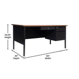 Commercial Right Side Single Pedestal Desk with 3 Locking Drawers