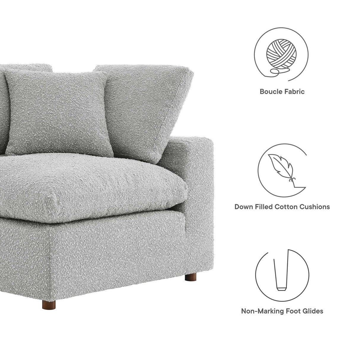 Commix Down Filled Overstuffed Boucle Fabric Corner Chair
