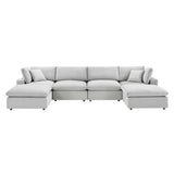 Commix Down Filled Overstuffed Velvet 6-Piece Sectional Sofa